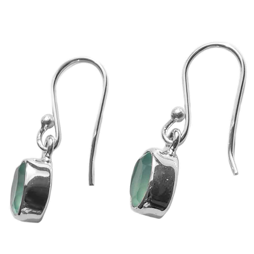 Boucles d’oreilles calcédoine verte en argent massif 925