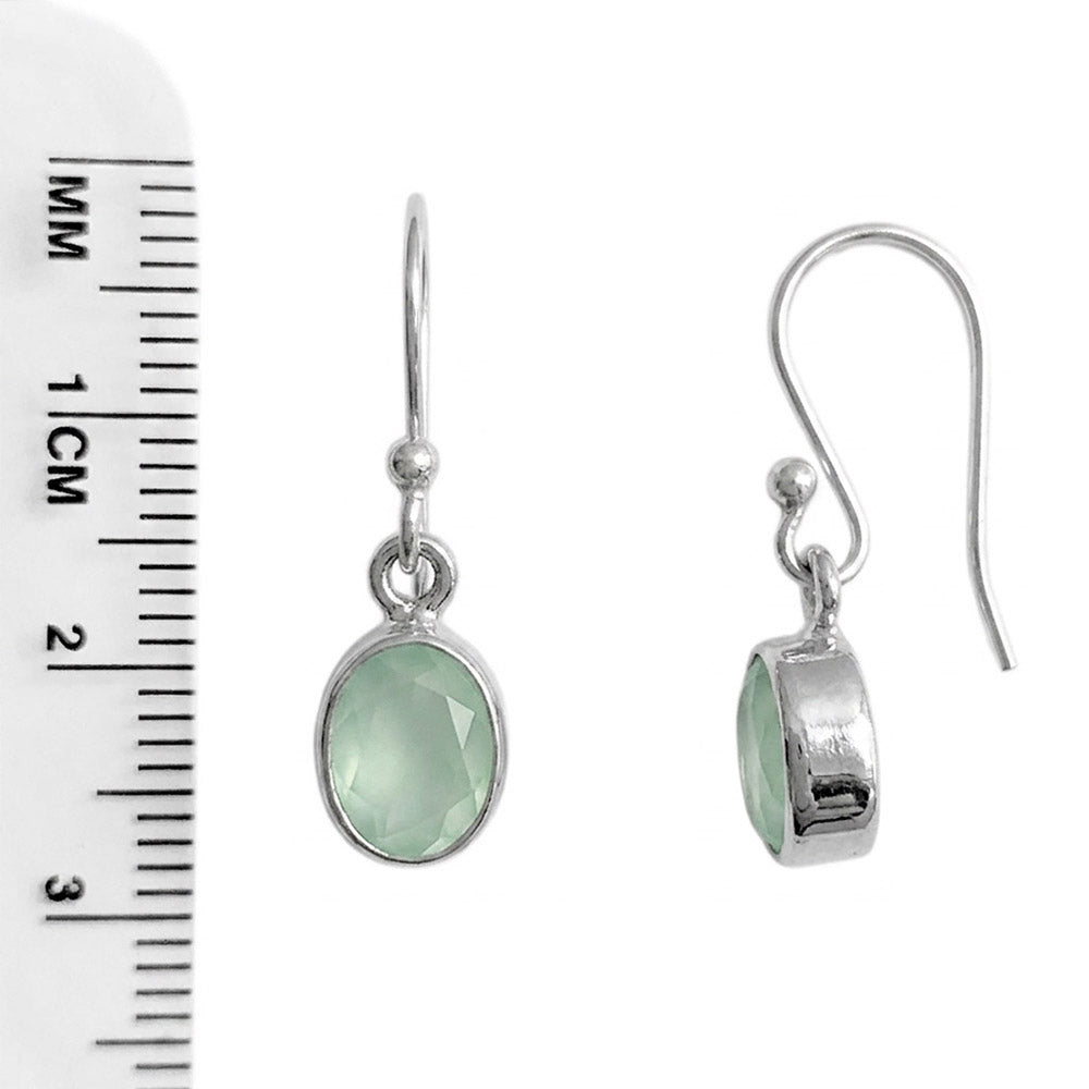 Boucles d’oreilles calcédoine verte en argent massif 925