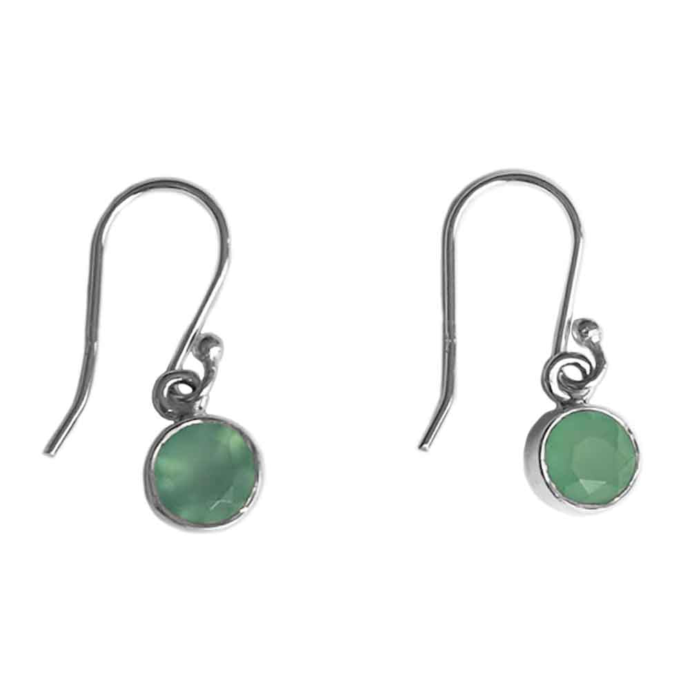 Boucles d’oreilles pendantes calcédoine aqua en argent massif 925