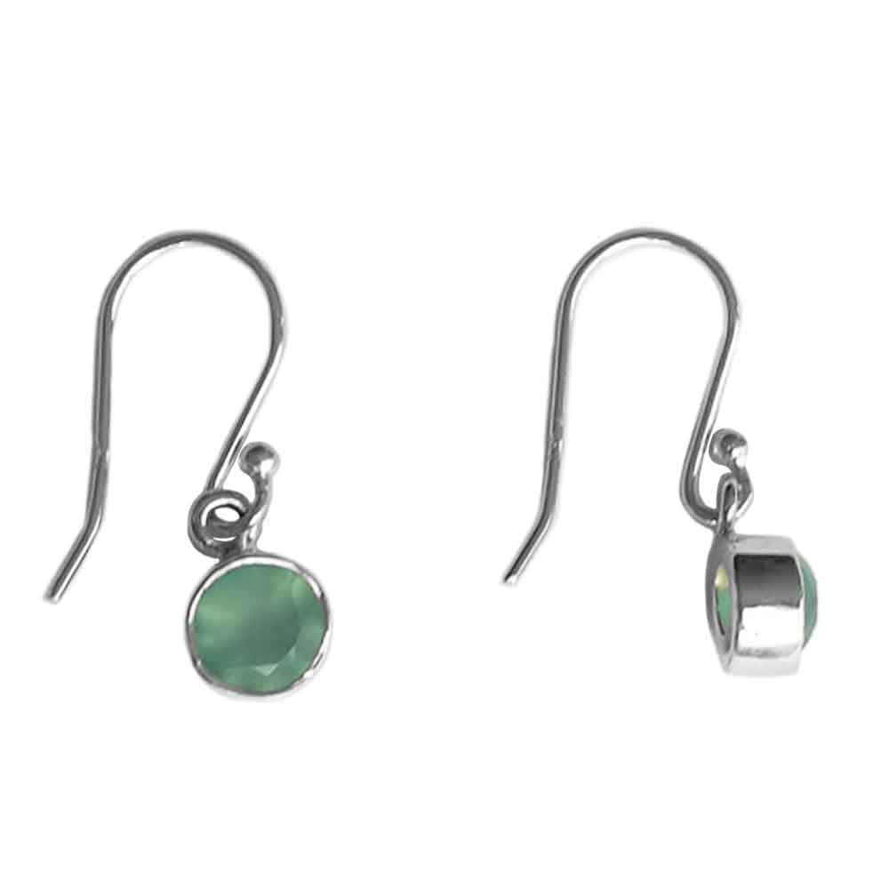 Boucles d’oreilles pendantes calcédoine aqua en argent massif 925