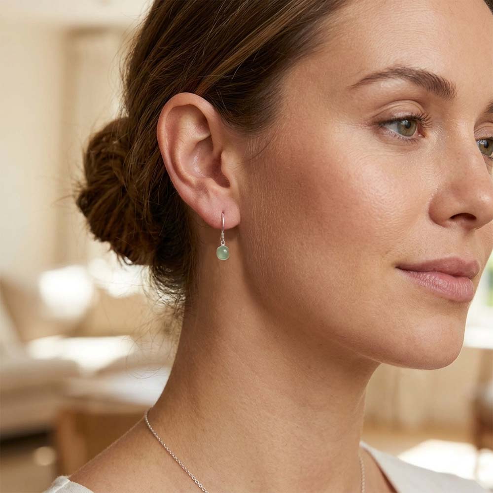 Aqua chalcedony sterling silver earrings