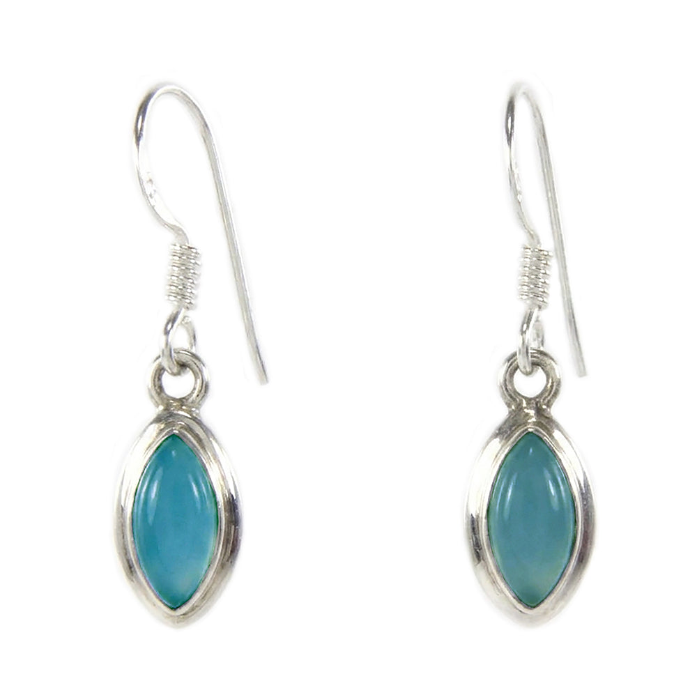 Boucles d’oreilles calcédoine bleue en argent massif 925