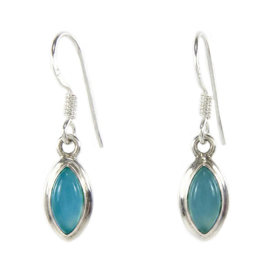 Boucles d’oreilles calcédoine bleue en argent massif 925