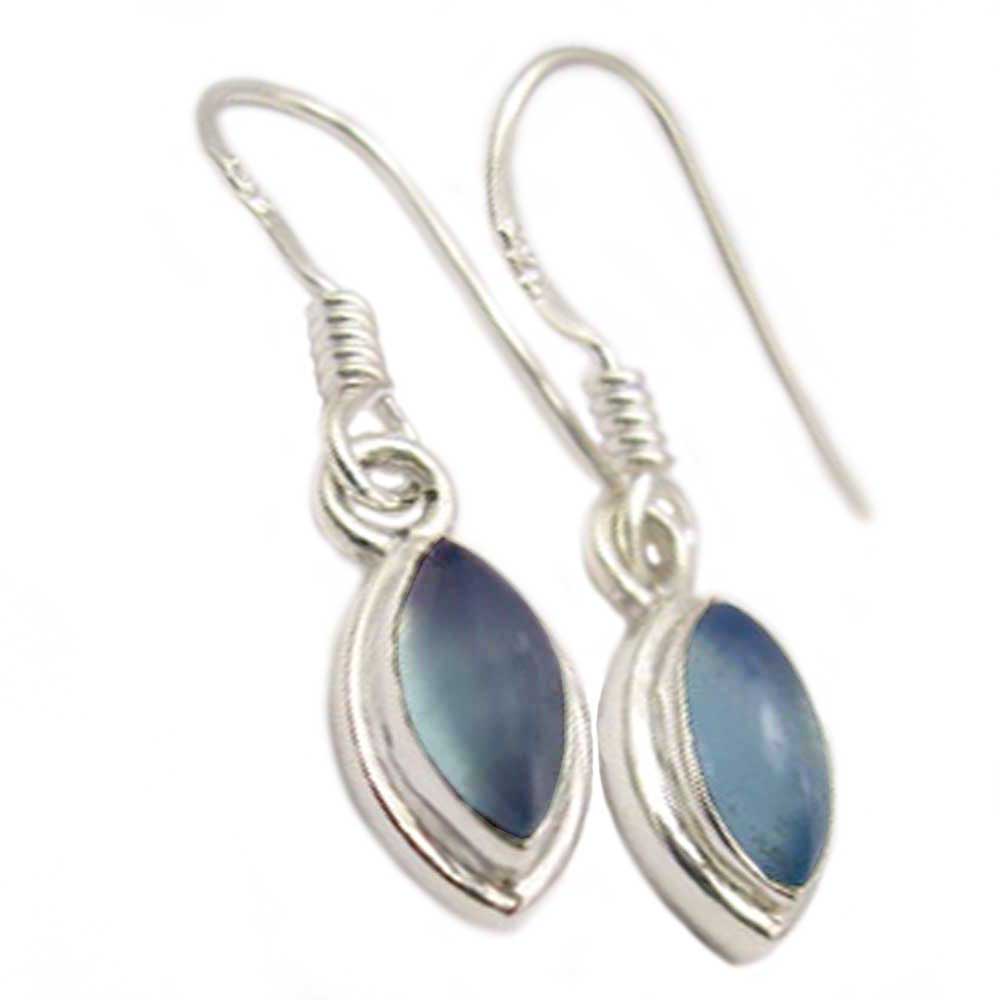 Boucles d’oreilles calcédoine bleue en argent massif 925