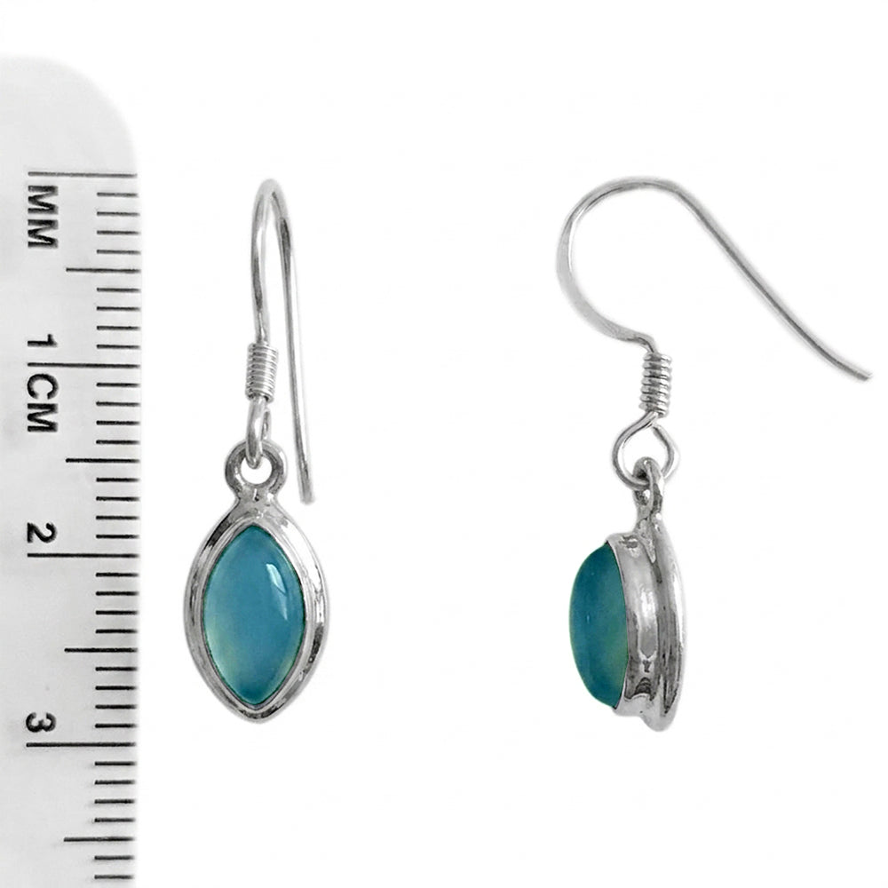 Boucles d’oreilles calcédoine bleue en argent massif 925