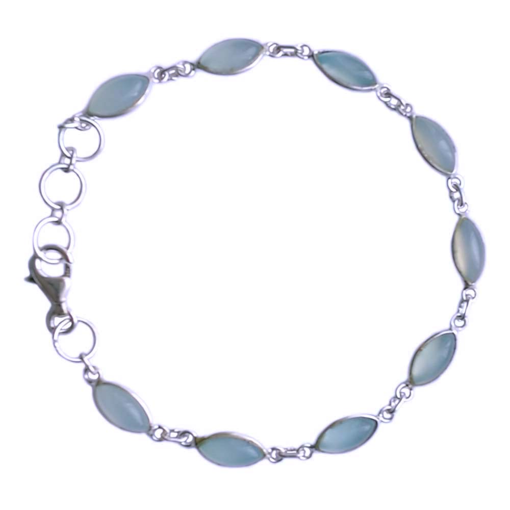 Bracelet calcédoine bleue en argent massif 925