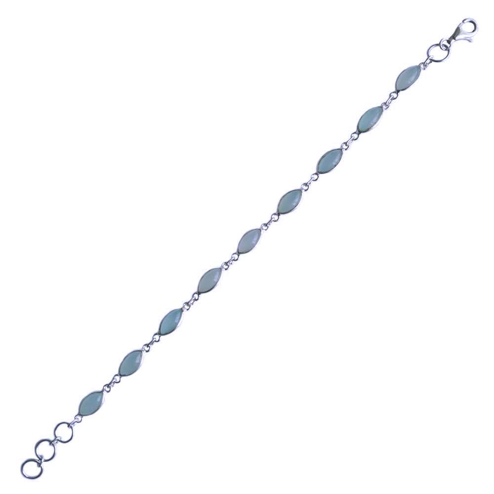 Bracelet calcédoine bleue en argent massif 925