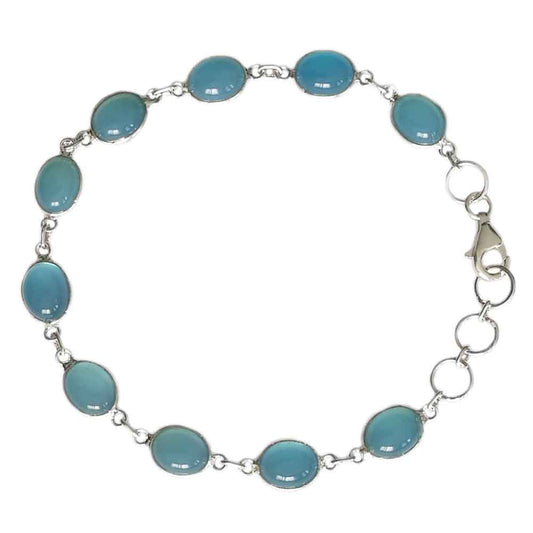 Bracelet calcédoine bleue en argent massif 925