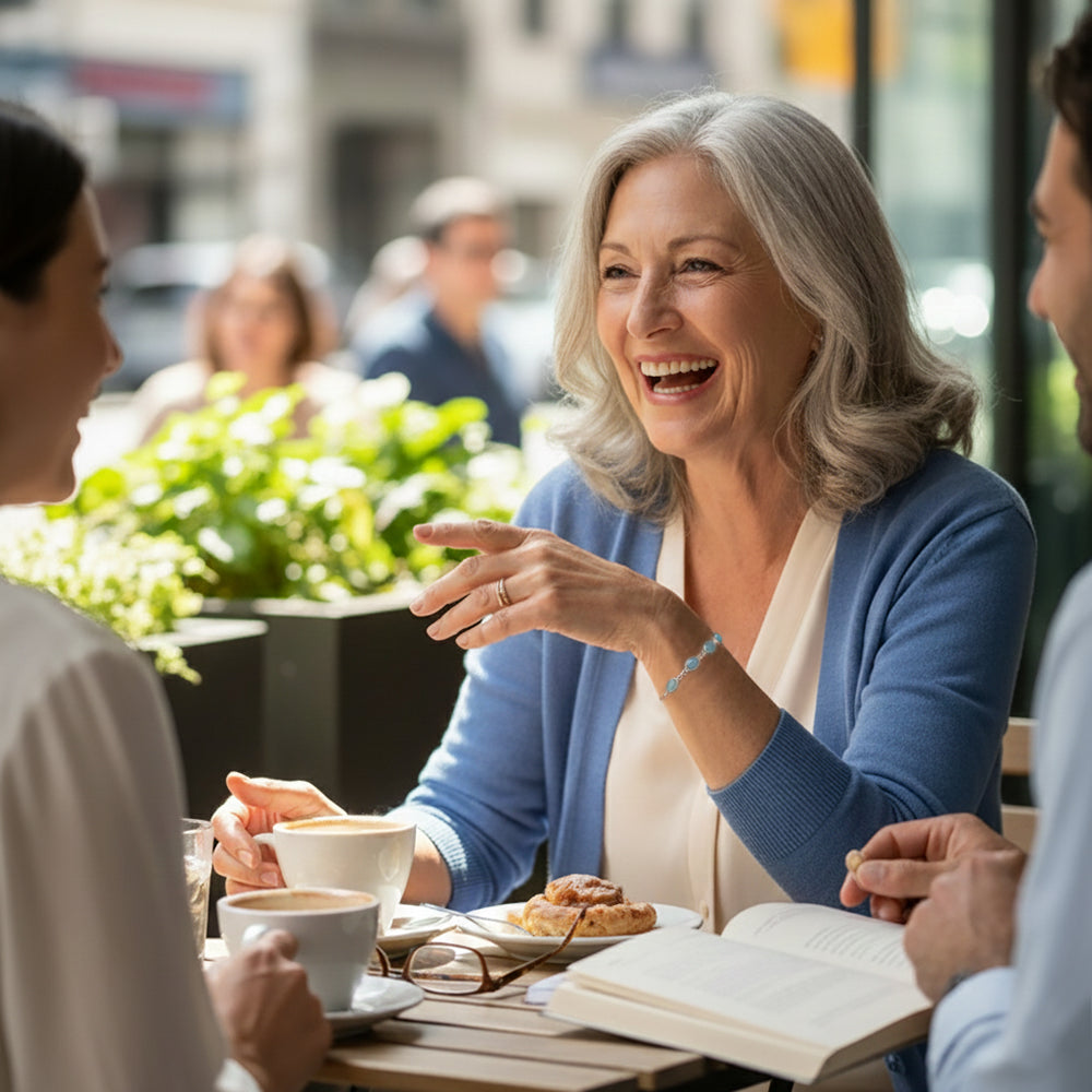 Bracelet calcédoine bleue en argent massif 925
