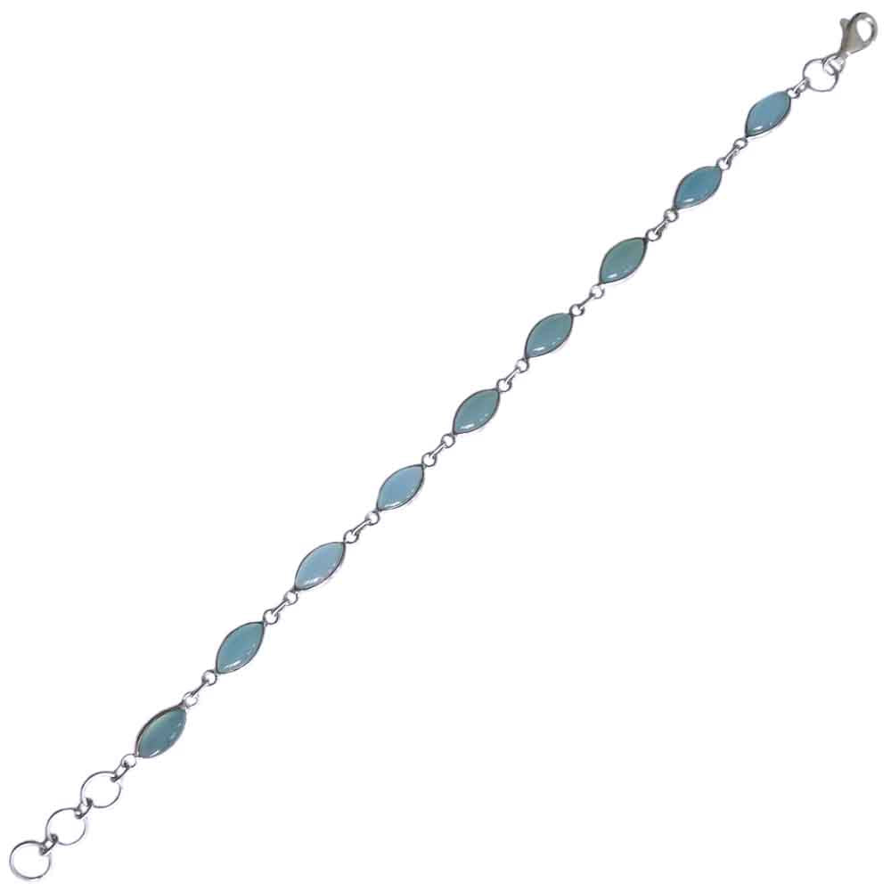 Bracelet calcédoine aqua en argent massif 925