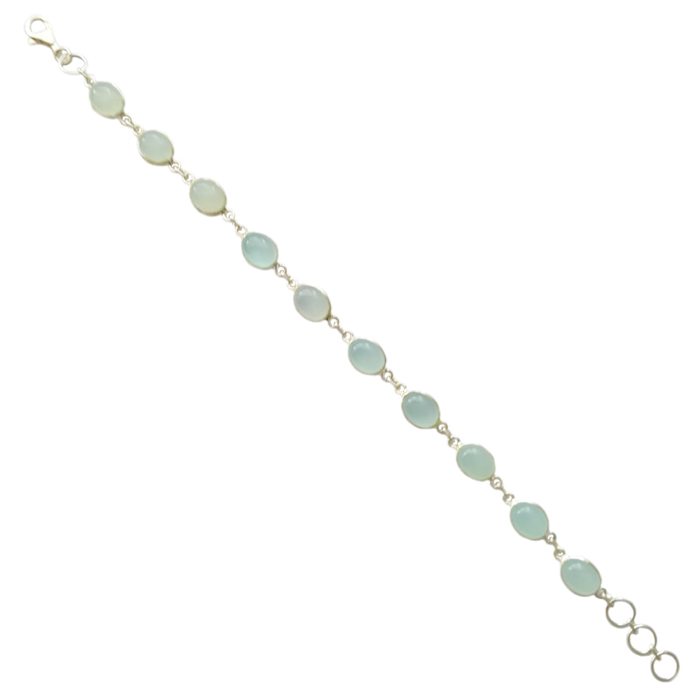 Bracelet calcédoine aqua en argent massif 925