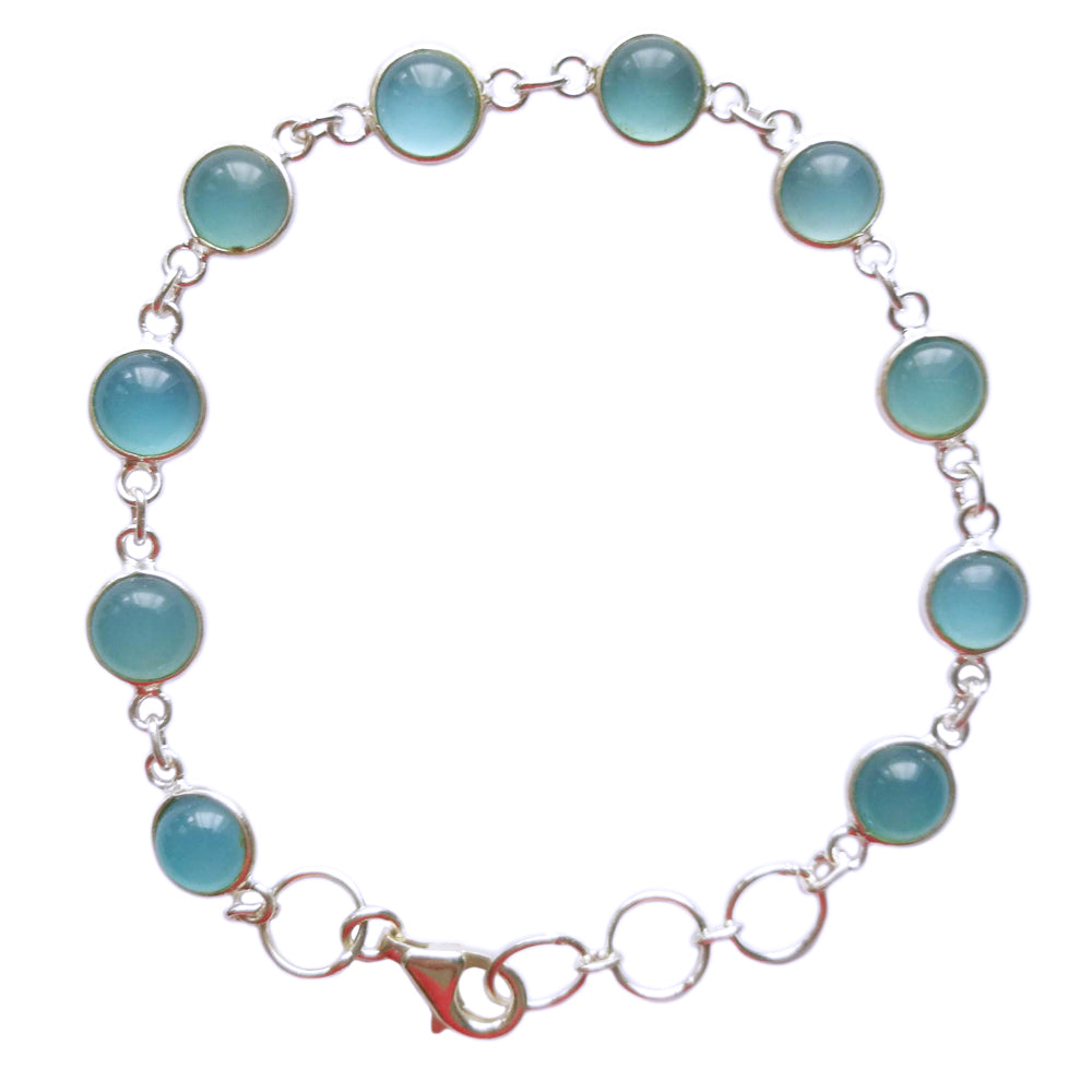 Bracelet calcédoine bleue en argent massif 925