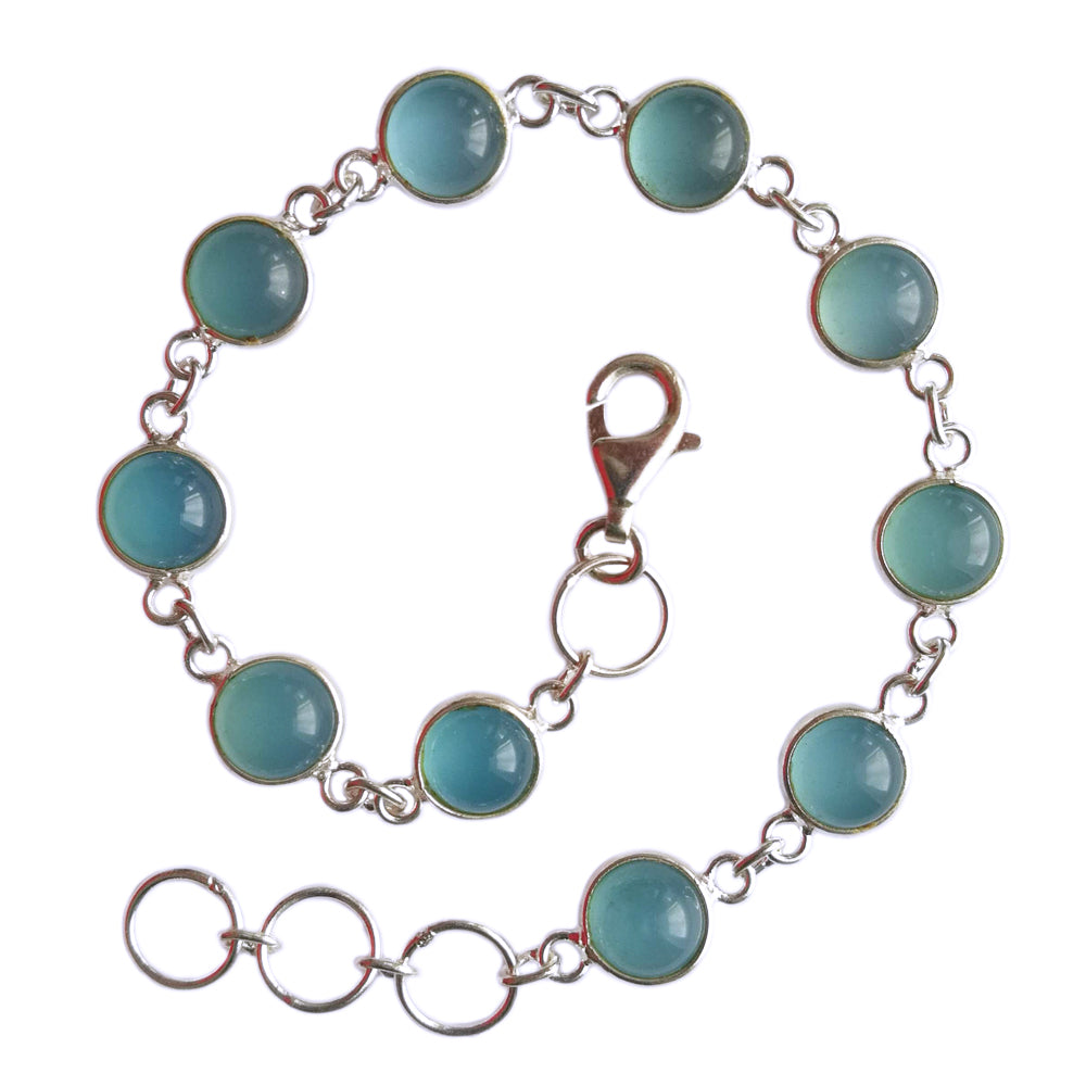 Bracelet calcédoine bleue en argent massif 925