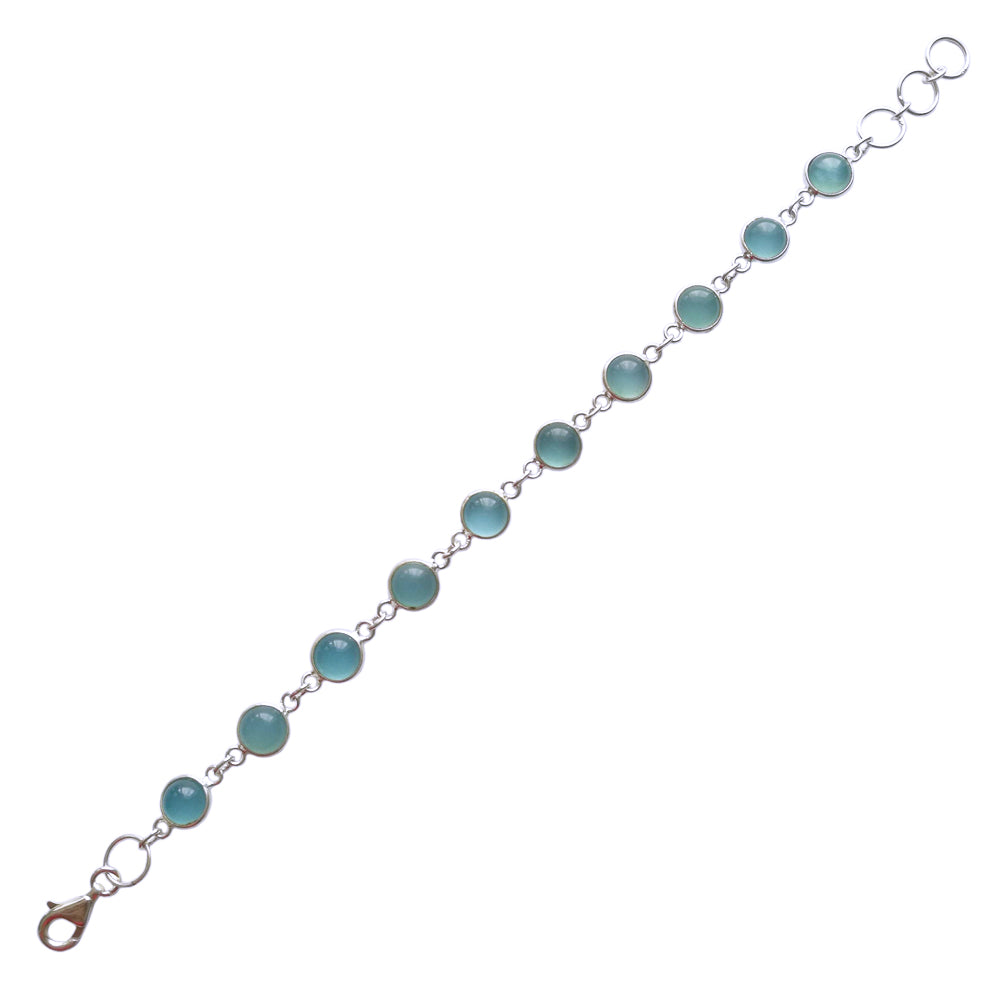 Bracelet calcédoine bleue en argent massif 925