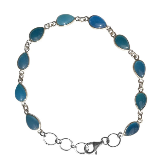 Bracelet calcédoine bleue en argent massif 925