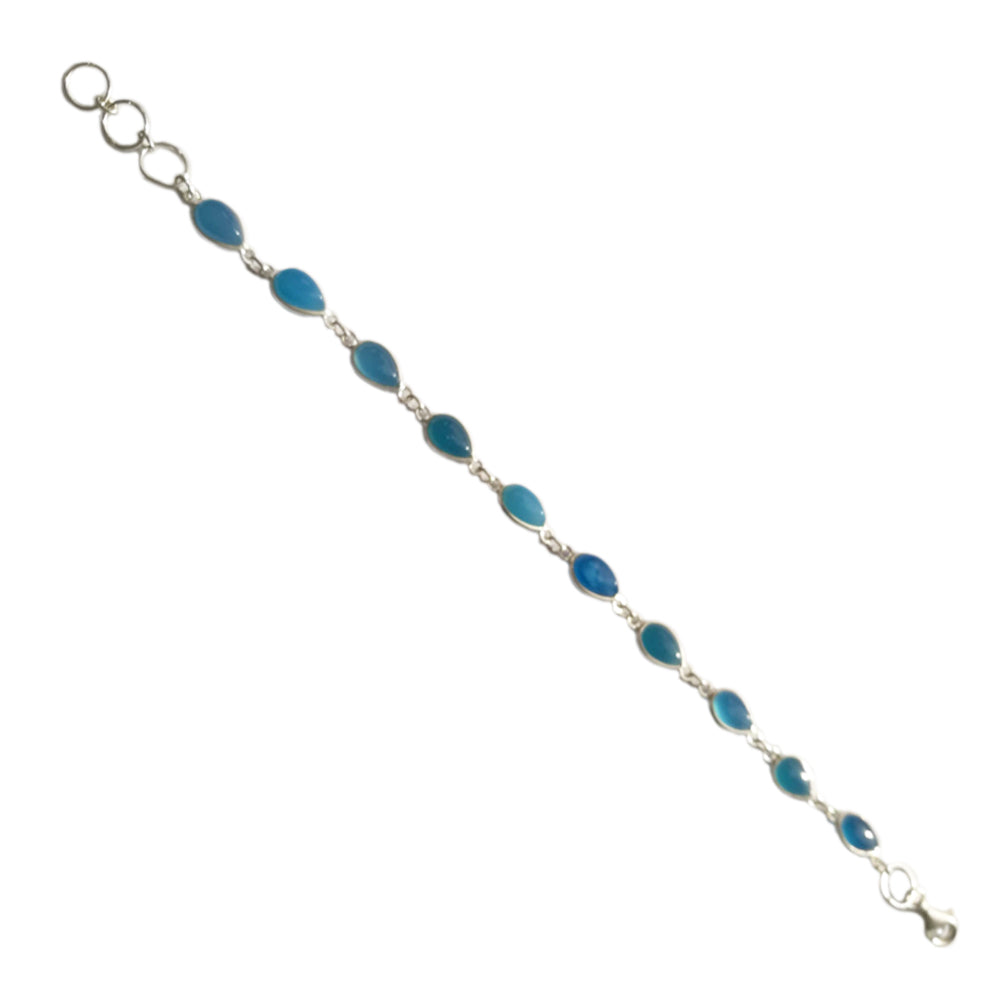 Bracelet calcédoine bleue en argent massif 925