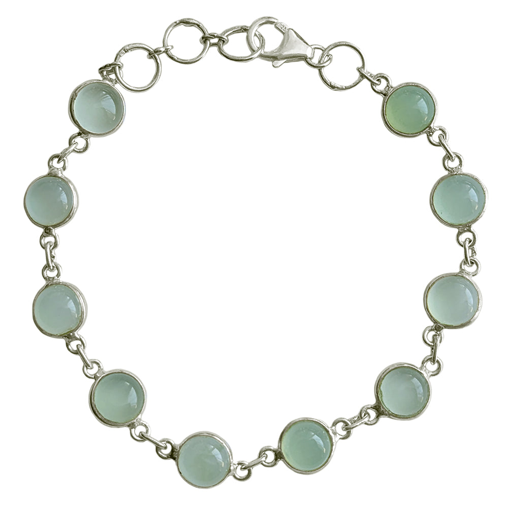 Bracelet calcédoine aqua en argent massif 925