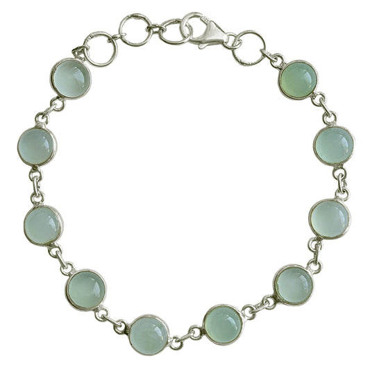 Bracelet calcédoine aqua en argent massif 925
