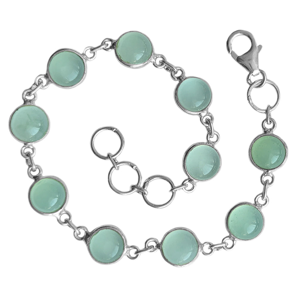Bracelet calcédoine aqua en argent massif 925