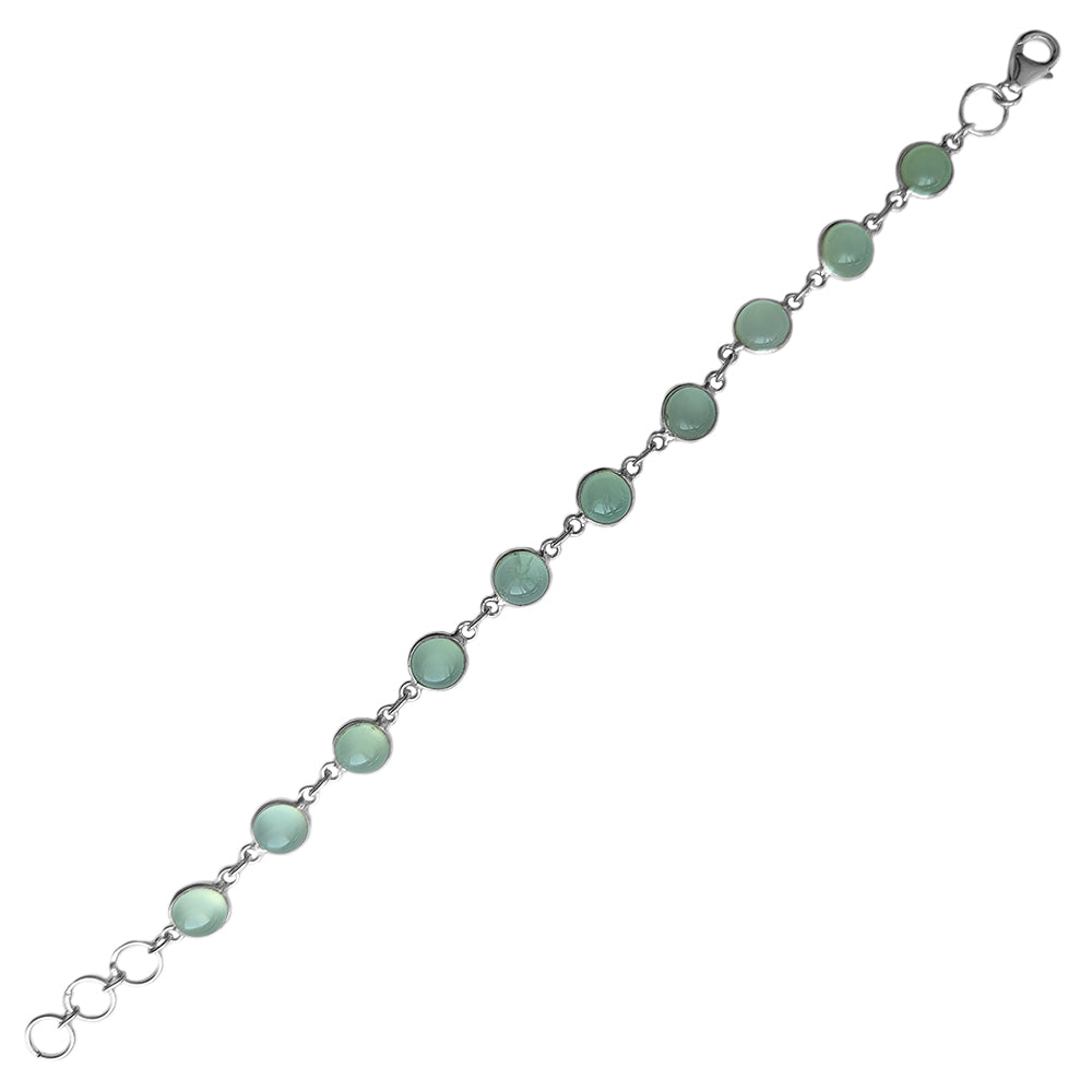 Bracelet calcédoine aqua en argent massif 925