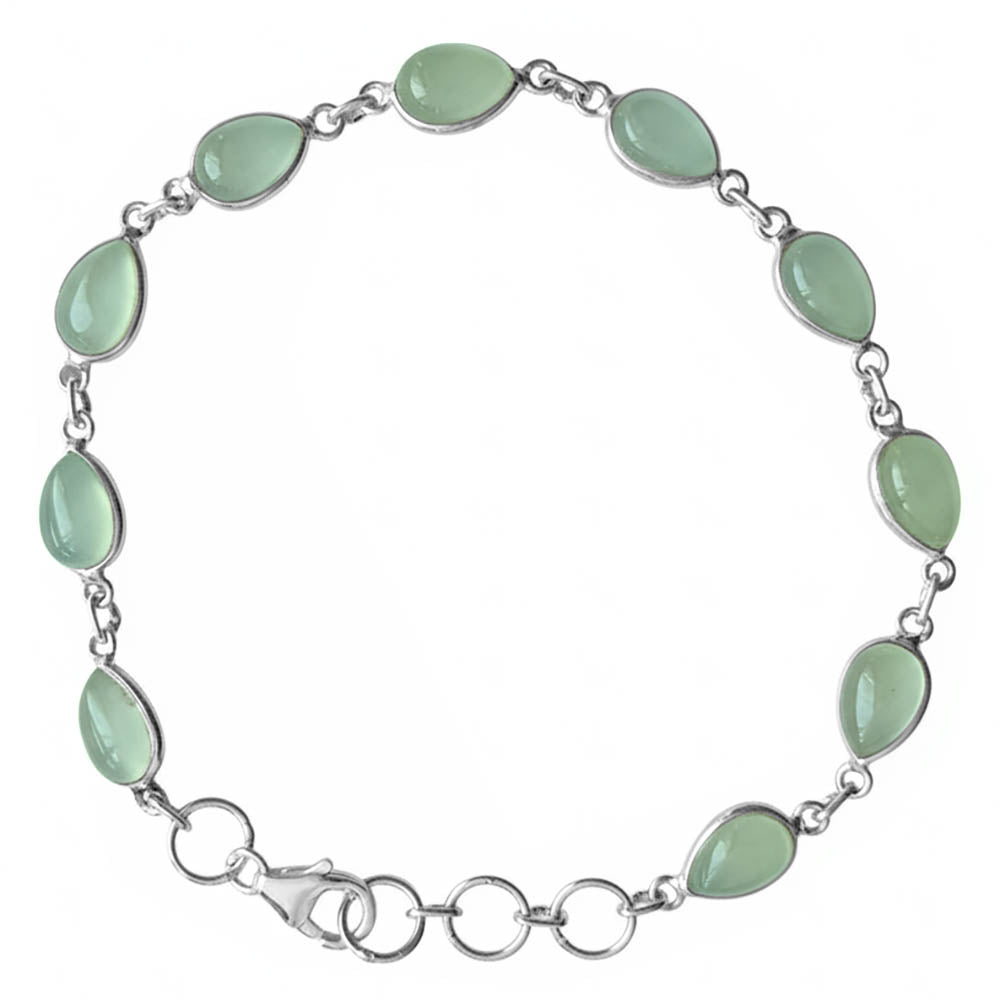 Bracelet calcédoine aqua en argent massif 925