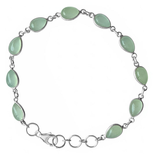 Bracelet calcédoine aqua en argent massif 925