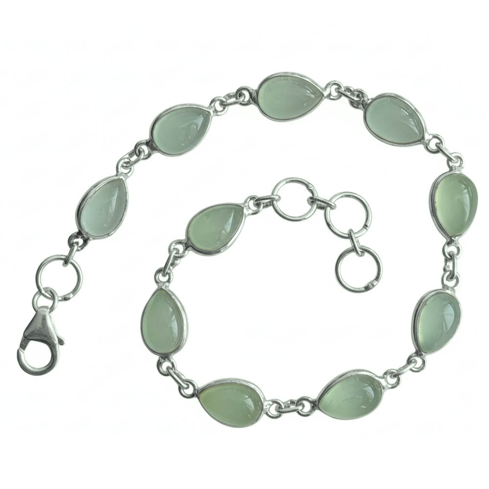 Bracelet calcédoine aqua en argent massif 925