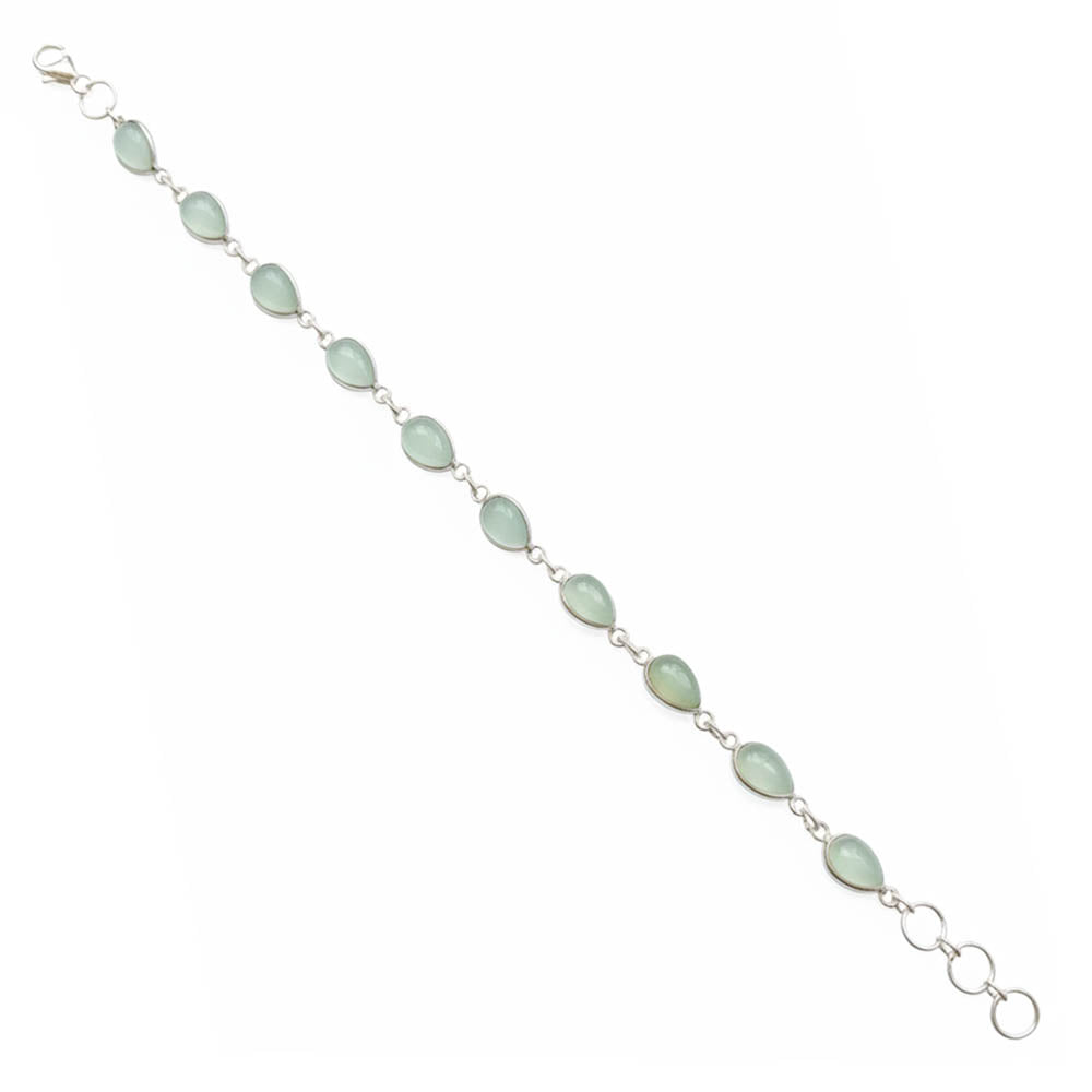 Bracelet calcédoine aqua en argent massif 925