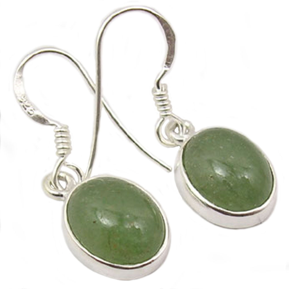 Boucles d’oreilles pendantes aventurine en argent massif 925