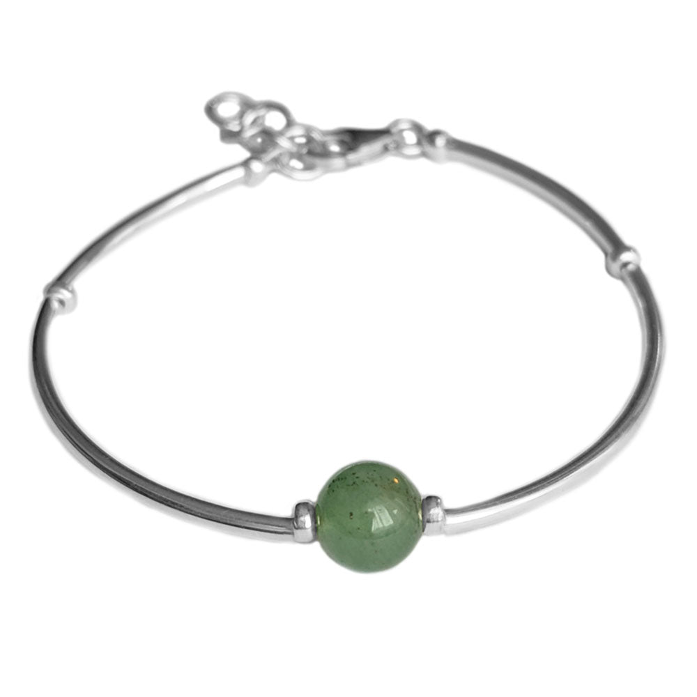 Bracelet aventurine en argent massif 925