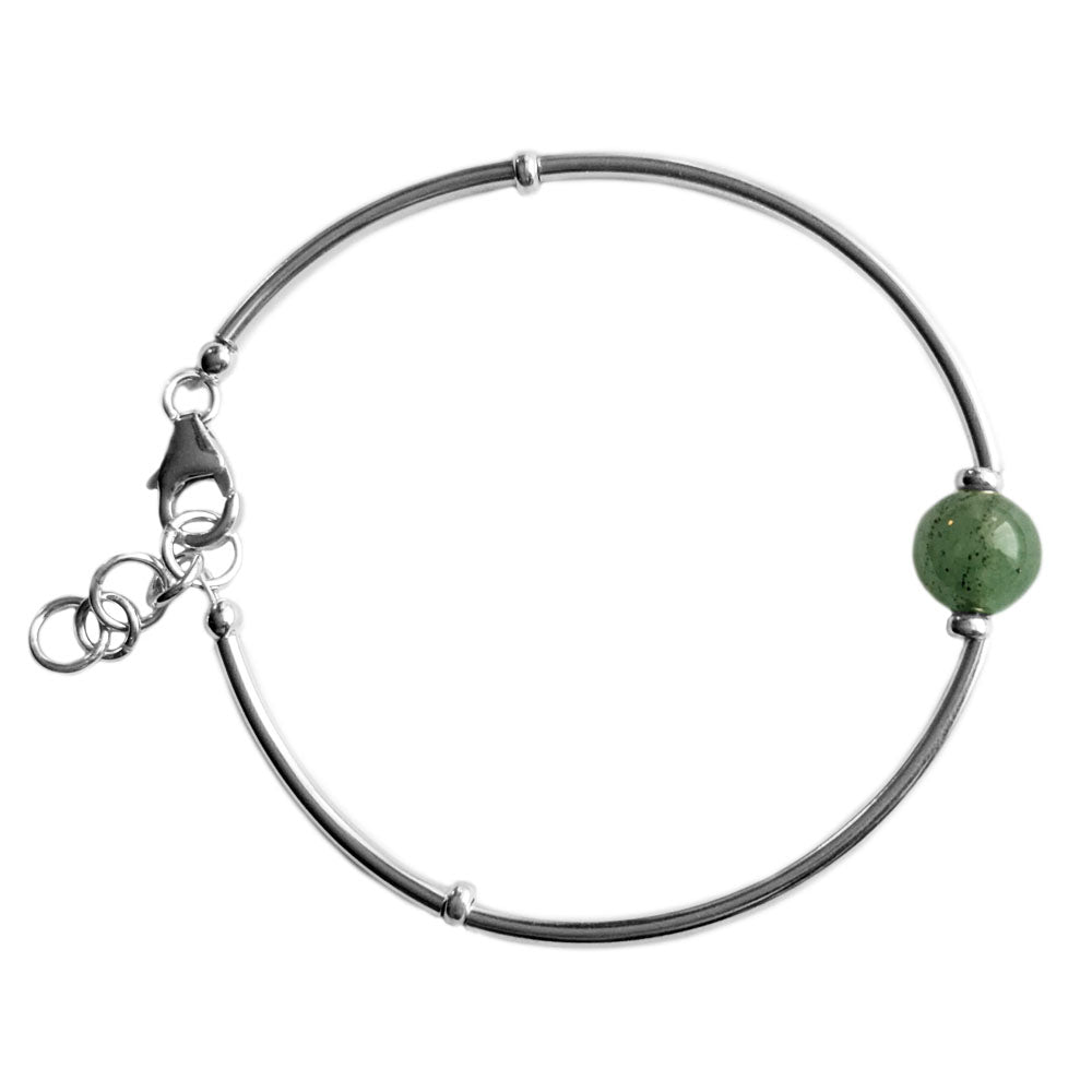 Bracelet aventurine en argent massif 925