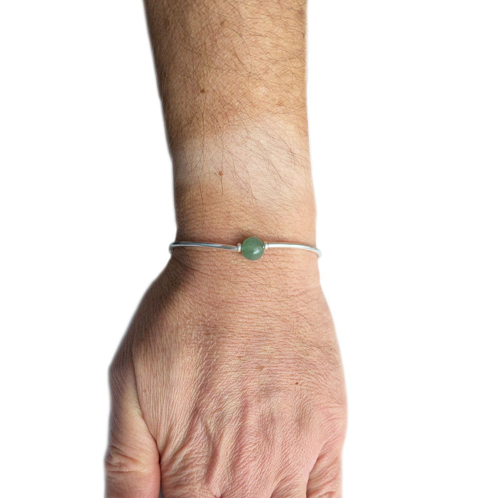 Bracelet aventurine en argent massif 925