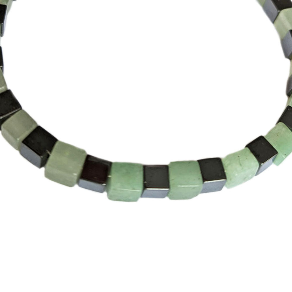 Bracelet aventurine et hématite en argent massif 925