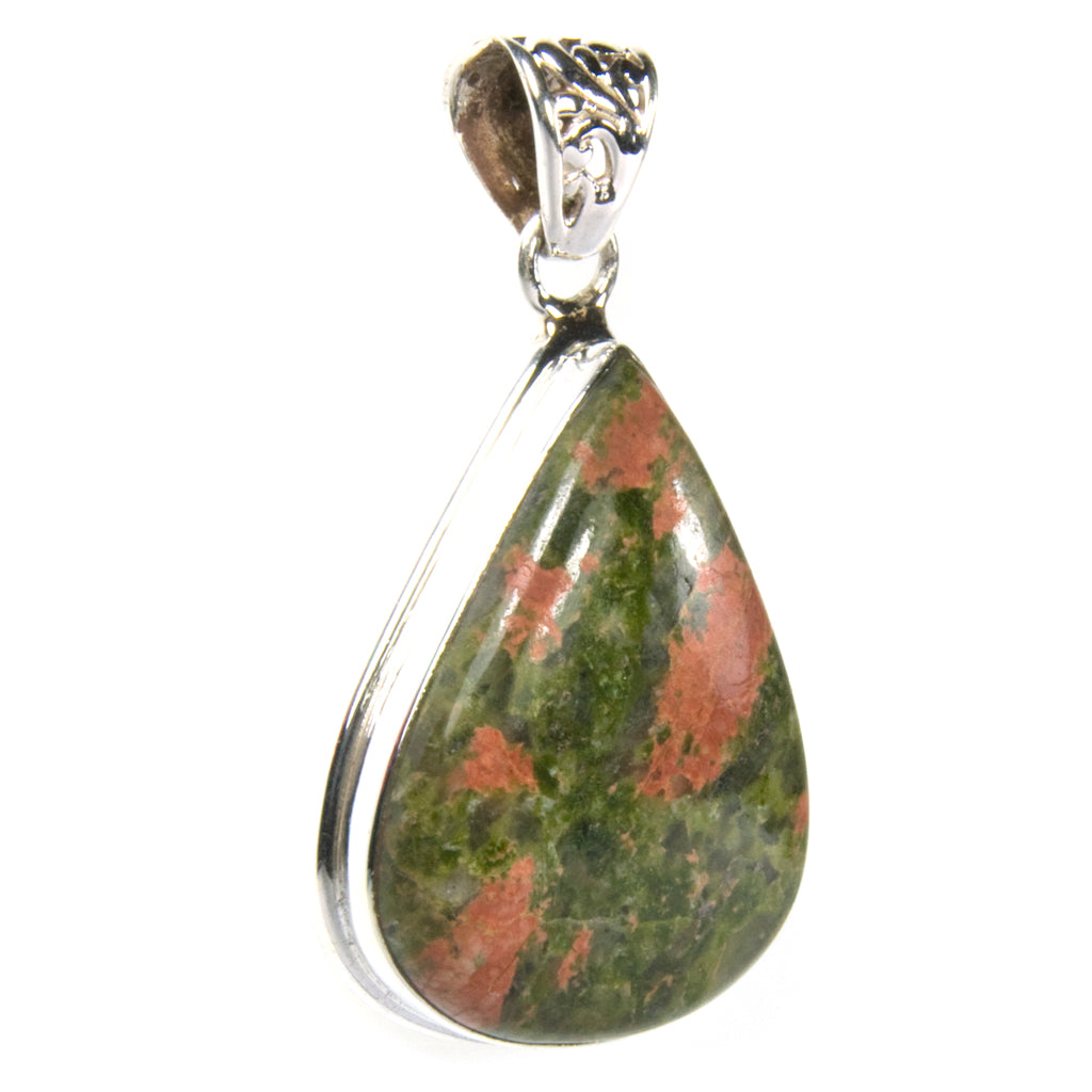 Pendentif unakite en argent massif 925