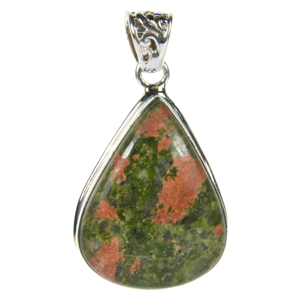 Pendentif unakite en argent massif 925