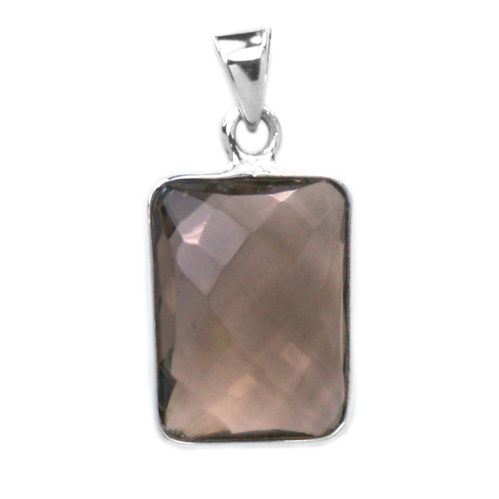 Pendentif quartz fumé en argent massif 925