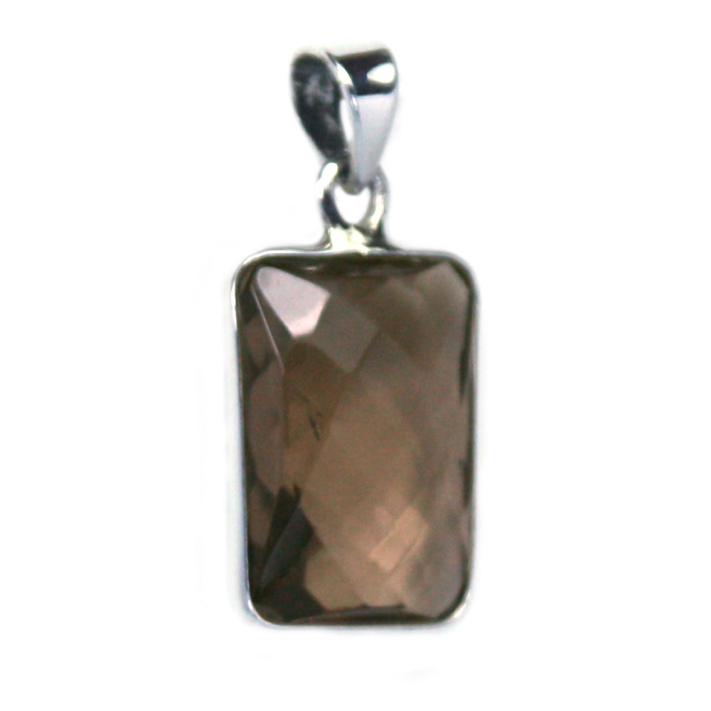 Pendentif quartz fumé en argent massif 925