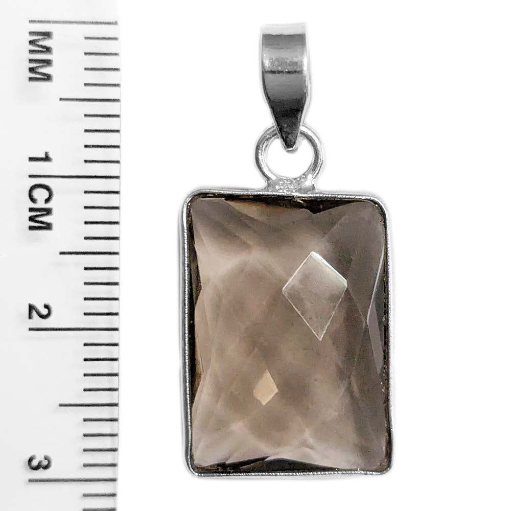 Pendentif quartz fumé en argent massif 925