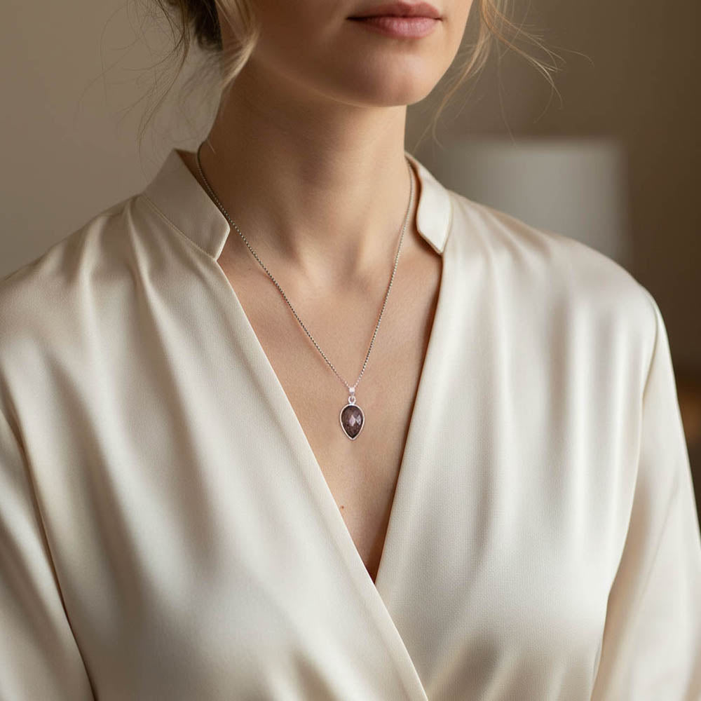 Smoky quartz sterling silver pendant