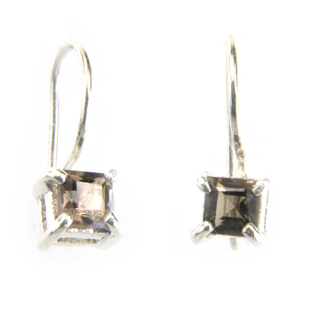 Boucles d’oreilles quartz fumé en argent massif 925