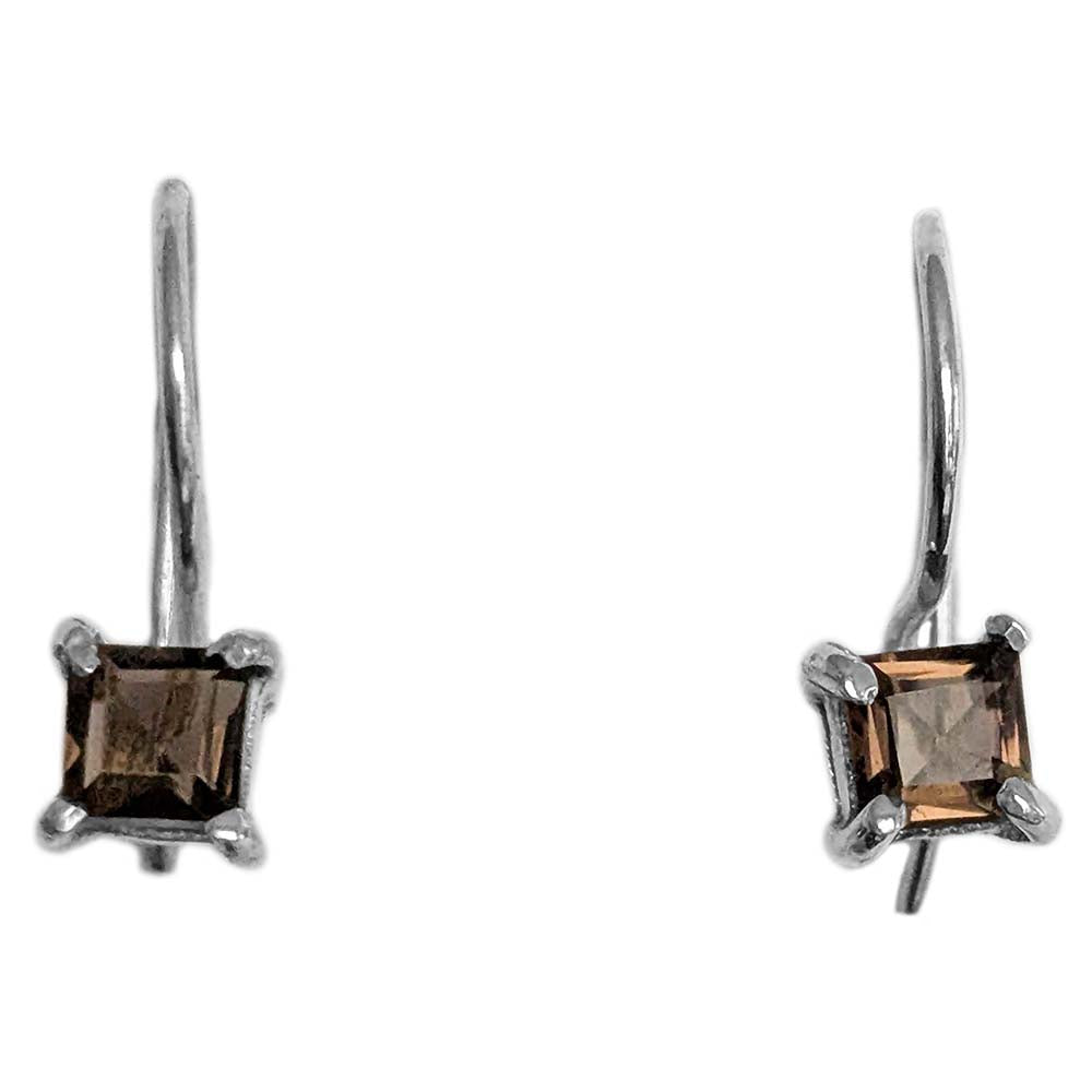 Boucles d’oreilles quartz fumé en argent massif 925