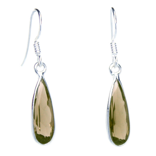 Smoky quartz sterling silver drop earrings