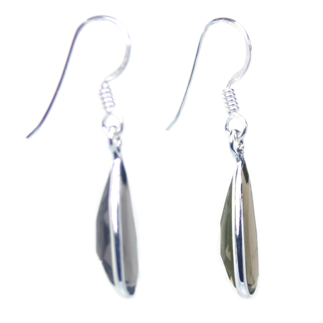 Boucles d’oreilles quartz fumé en argent massif 925