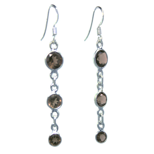 Smoky quartz sterling silver drop earrings