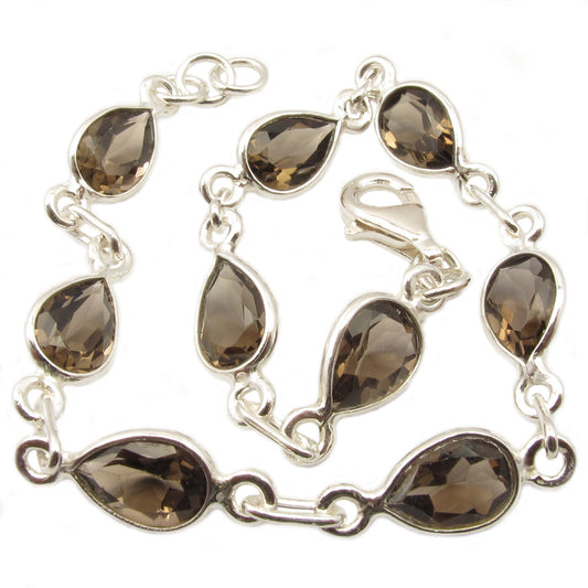 Smoky quartz sterling silver bracelet