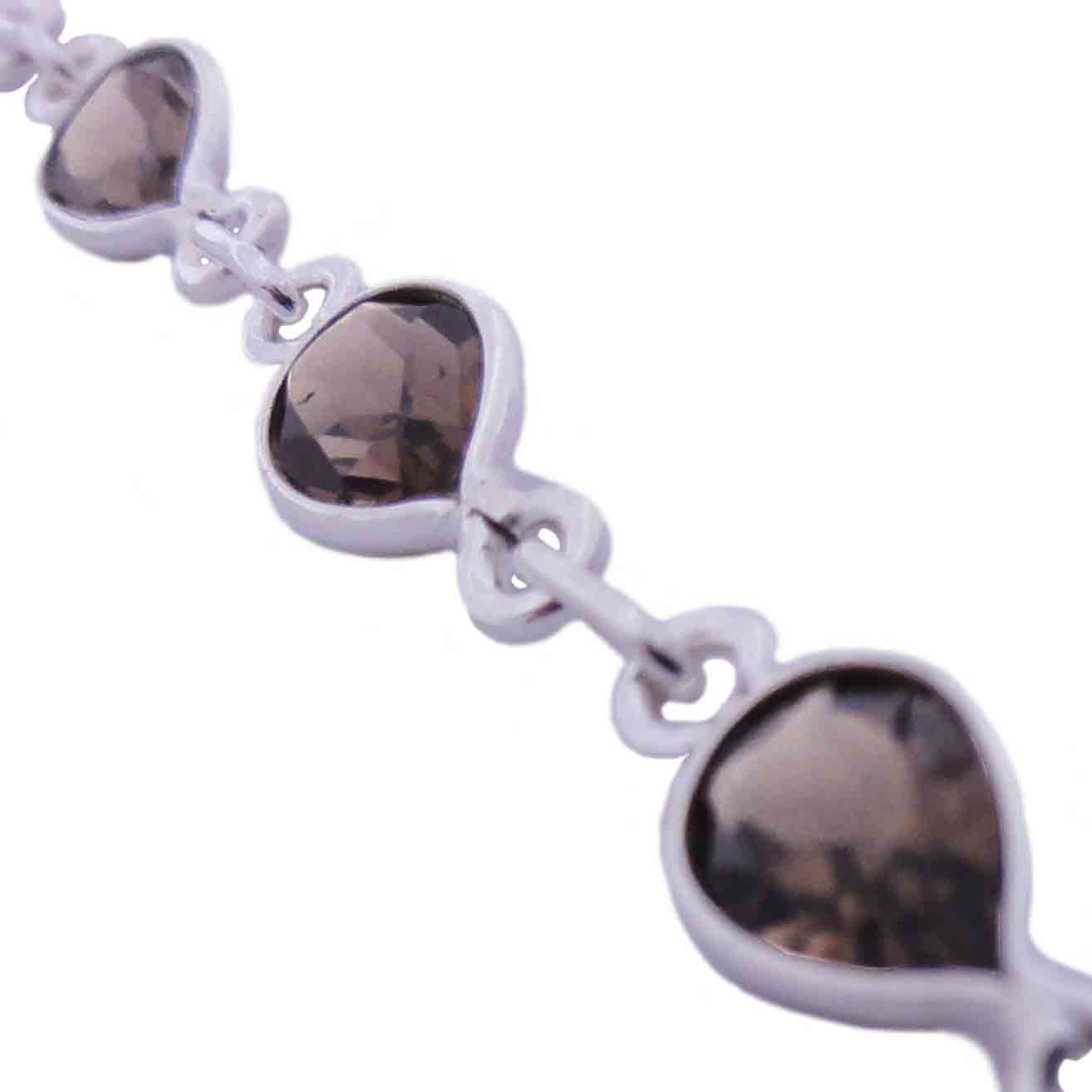 Bracelet quartz fumé en argent massif 925