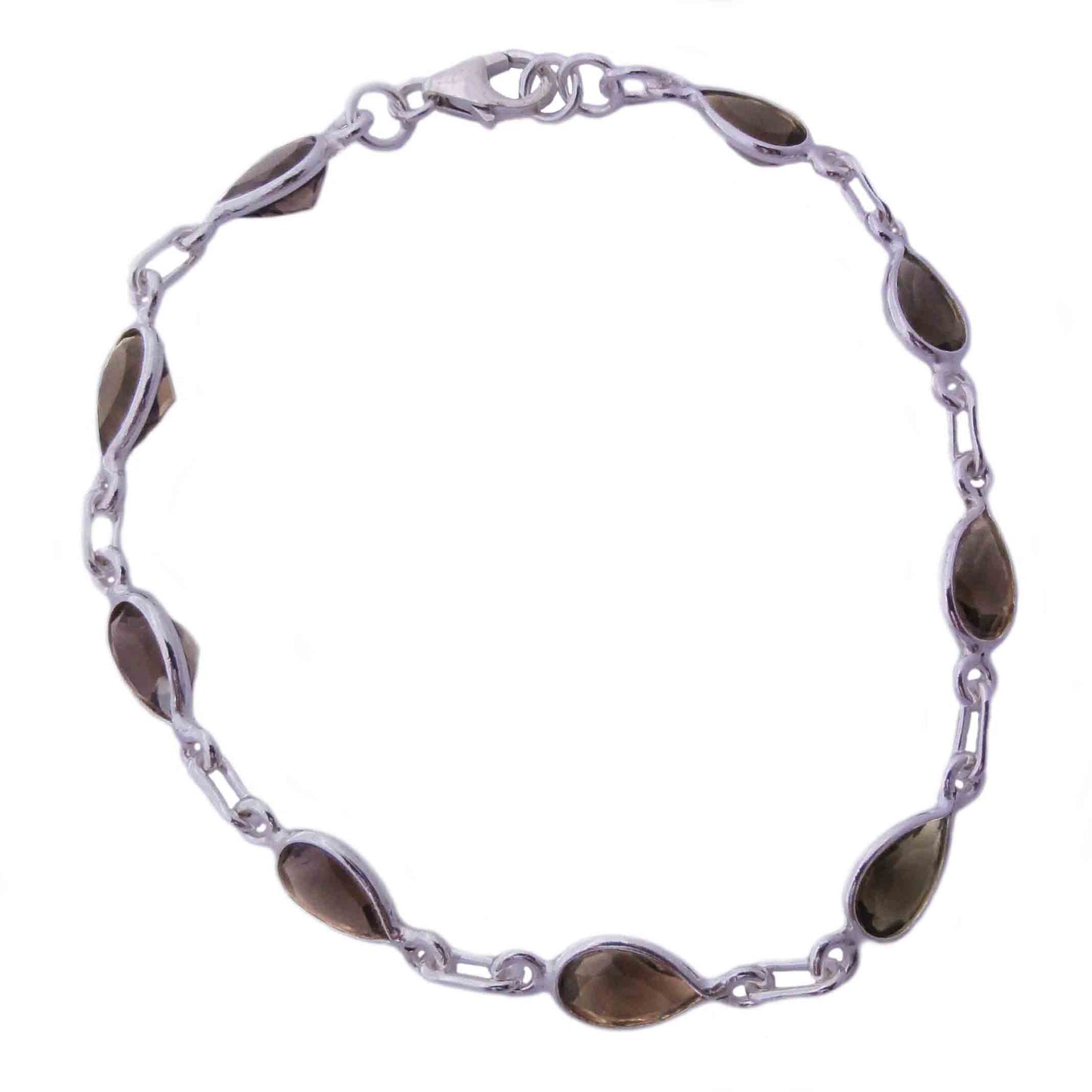 Bracelet quartz fumé en argent massif 925