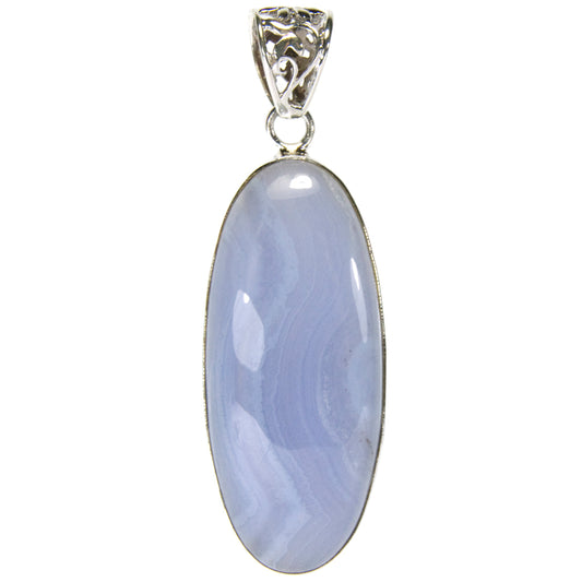 Pendentif agate lacée bleue en argent massif 925