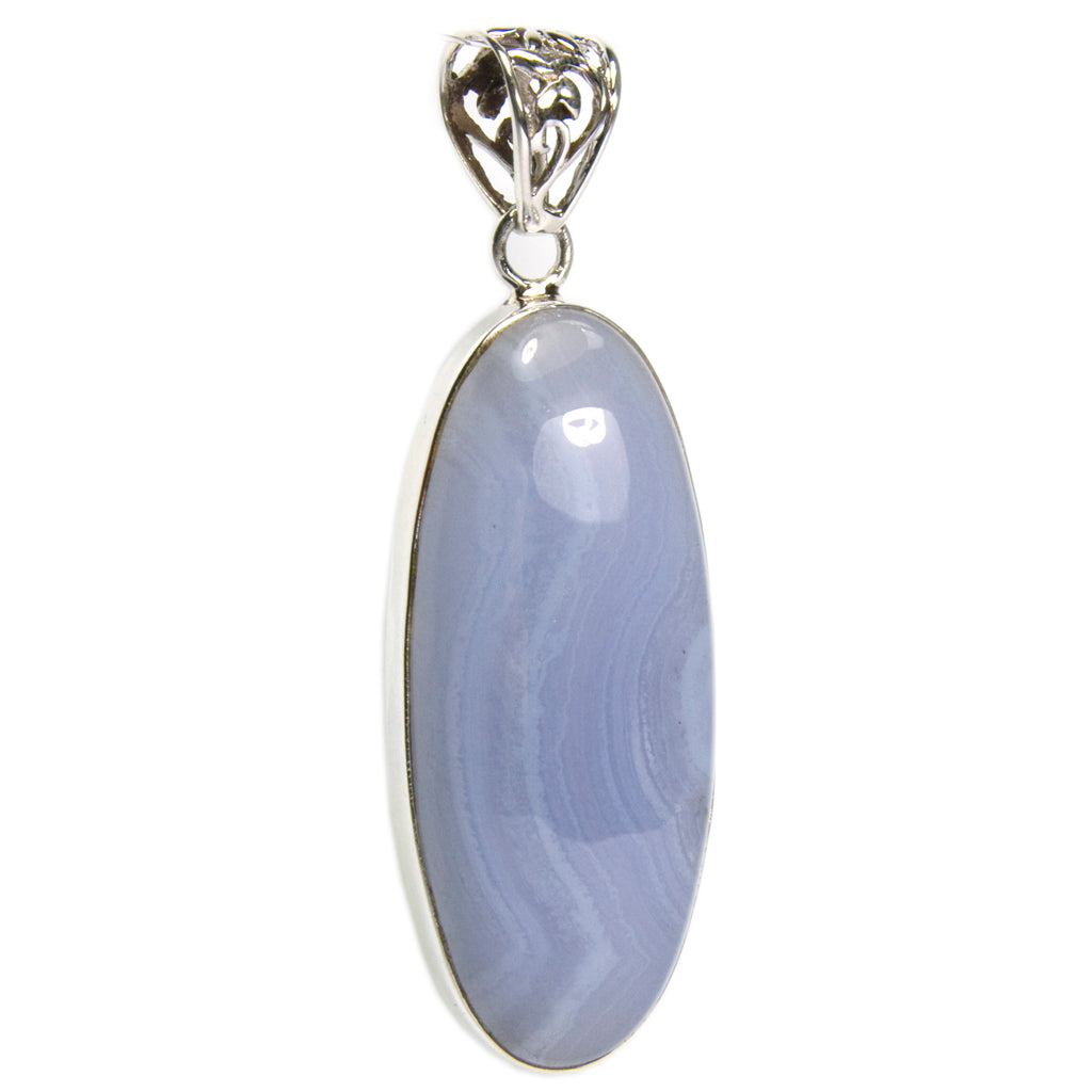 Pendentif agate lacée bleue en argent massif 925