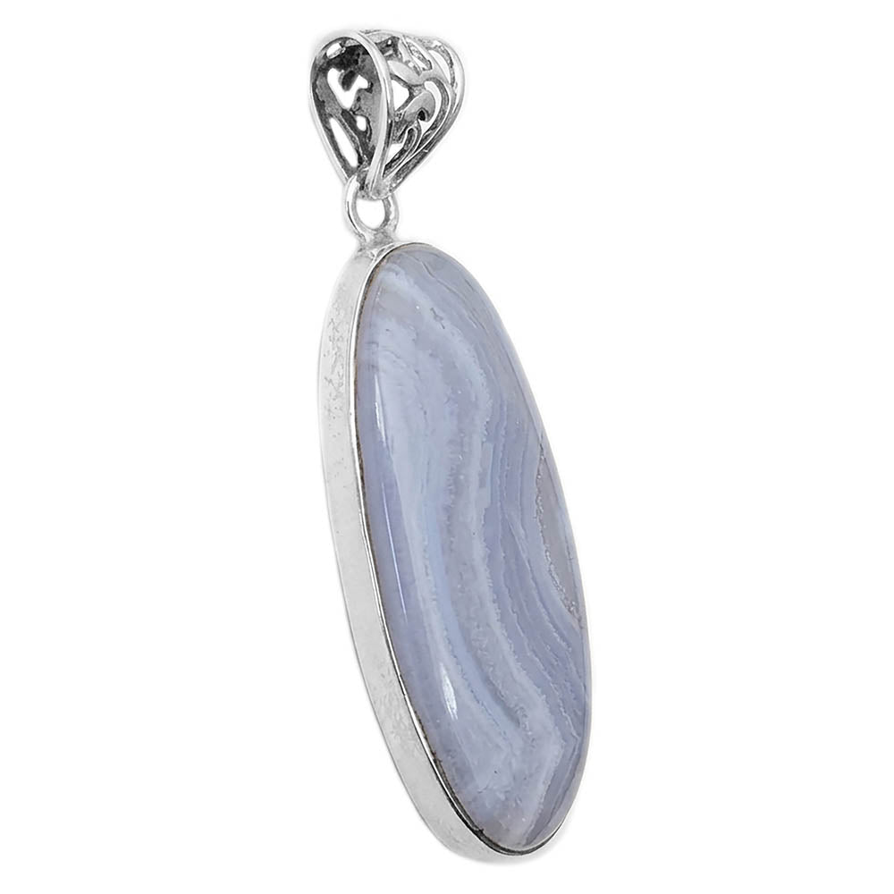 Blue lace agate sterling silver pendant